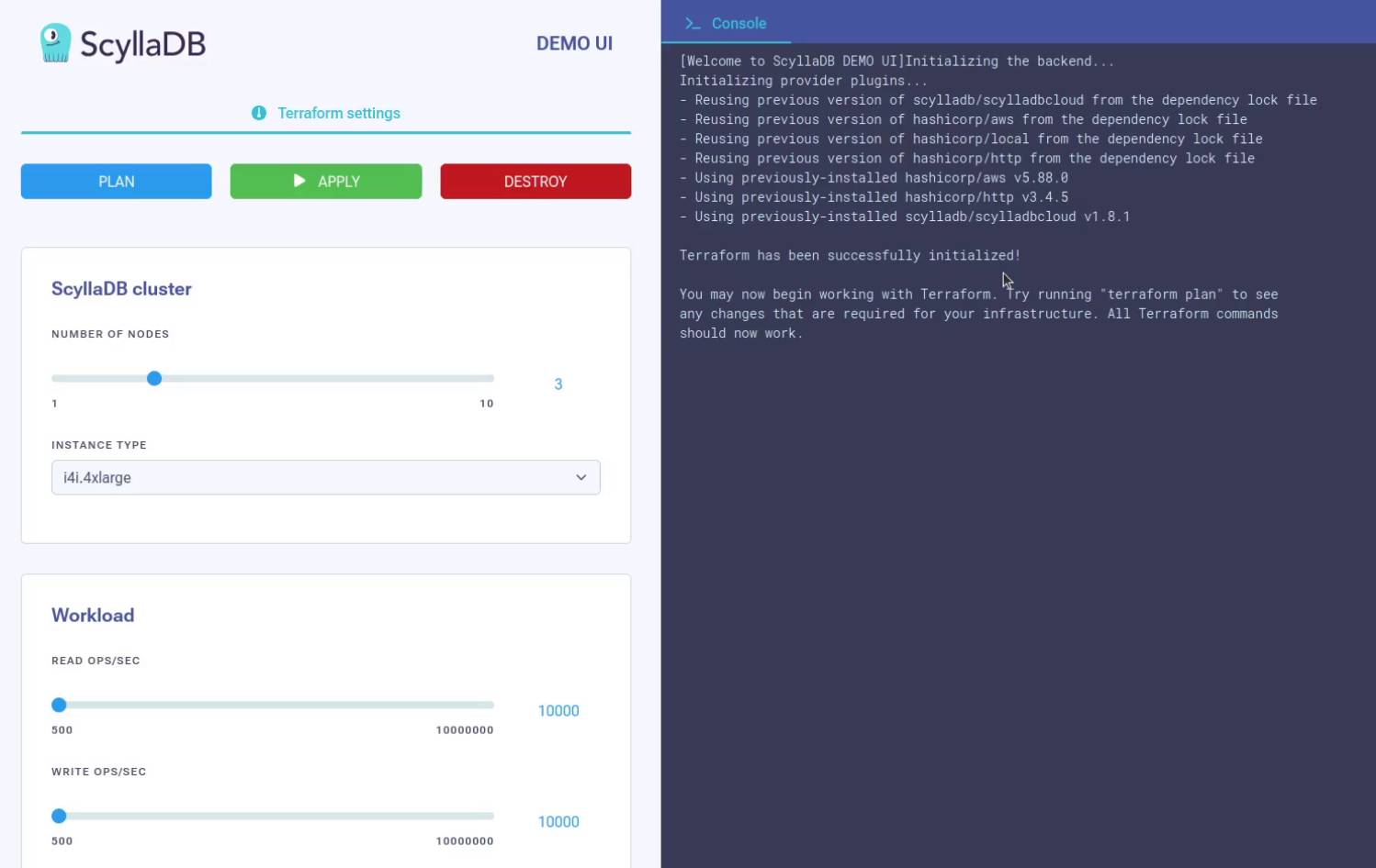 demo ui workload